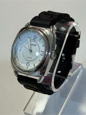 Gossip Quartz Watch 41mm White Dial Black Silicone Strap